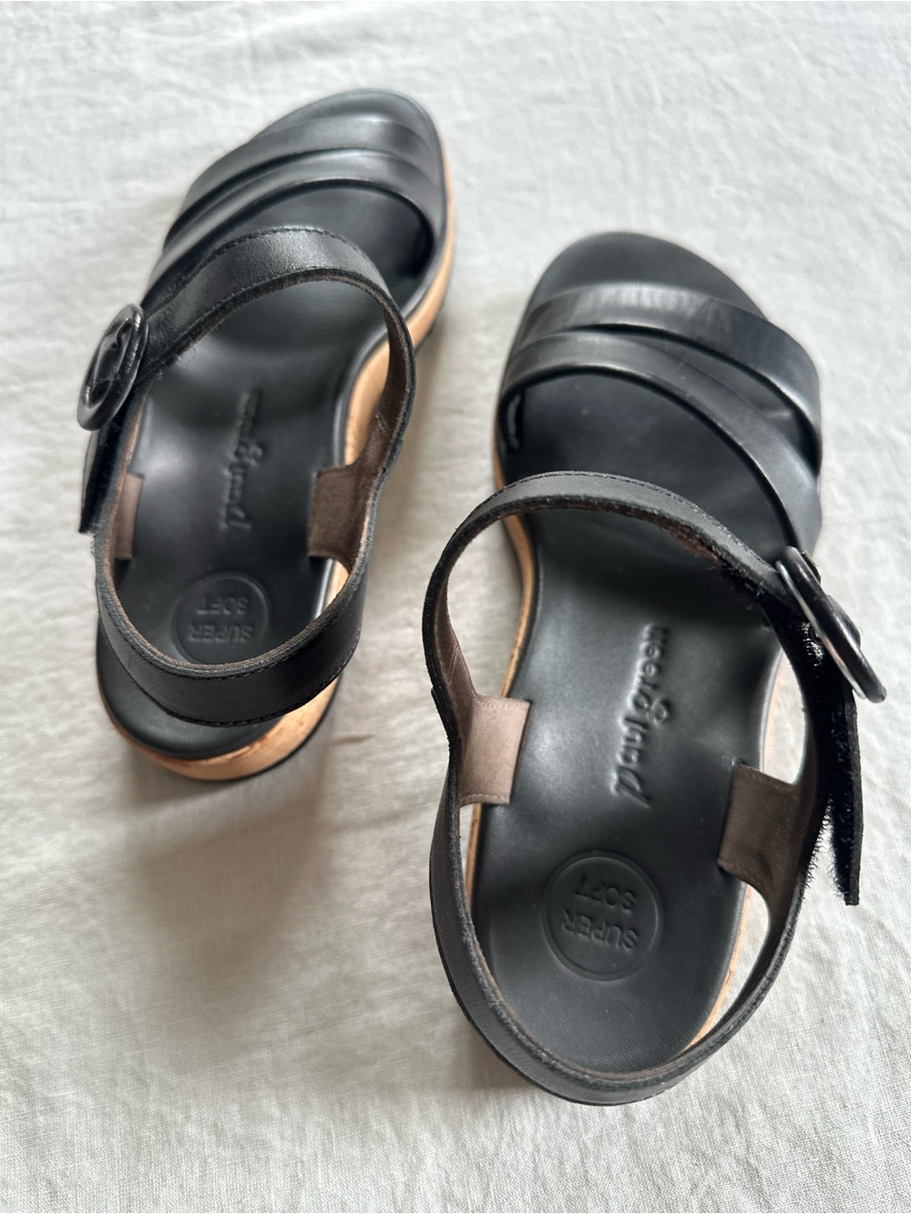 Paul Green Teegan Black Leather Cork Platform Sandals NWOB Size US 7.5 / AT 5 - Picture 3 of 14